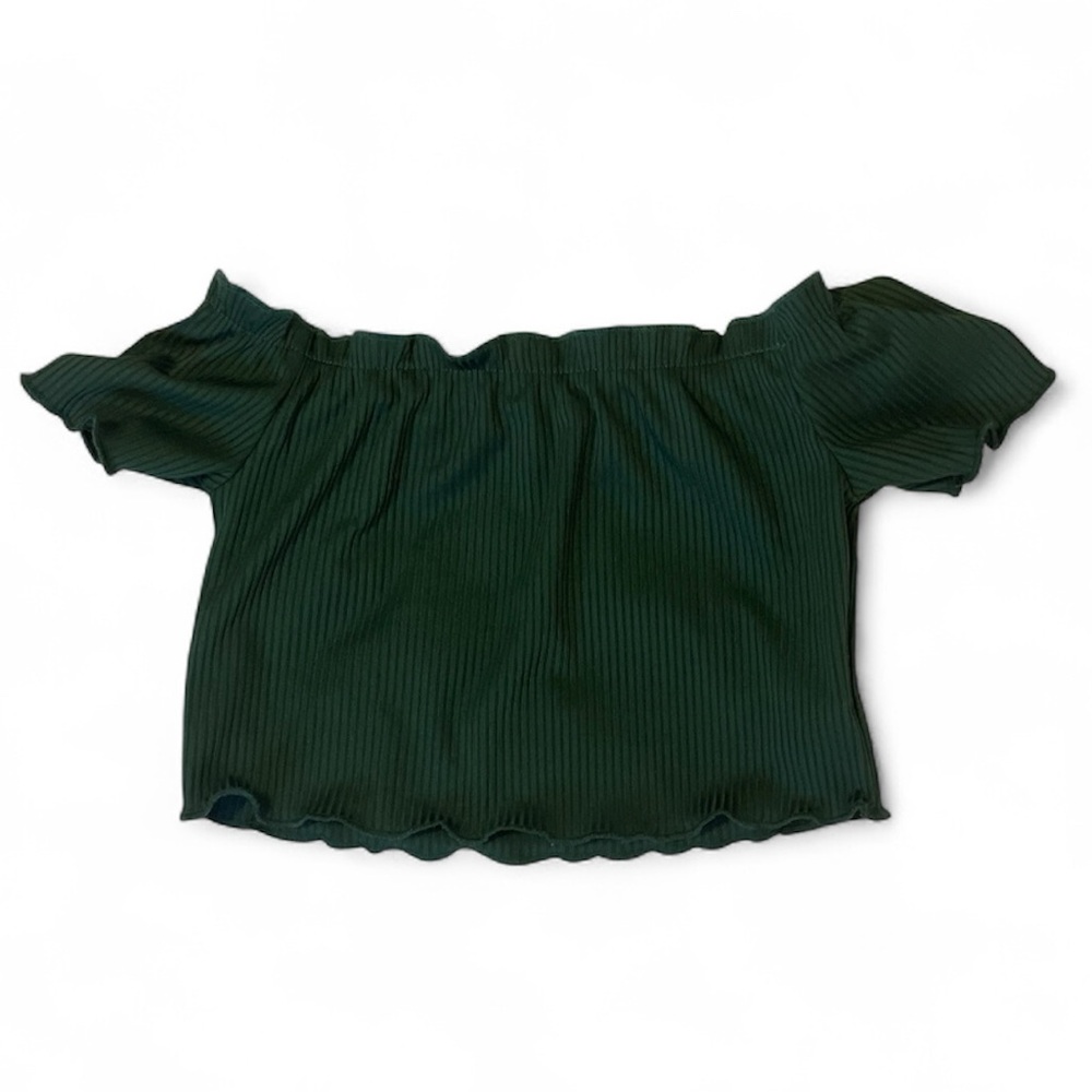 SHEIN Dark Green Off-Shoulder Crop Top